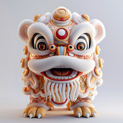 3d cartoon Chinese traditional Spring Festival and New Year lion dance illustration, national trend lion dance illustration