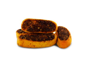 Indian gujarati traditional Snacks food Bhakarvadi or Bakarvadi samosa,Diwali snacks Bhakharwadi,cutout in transparent background,png format 