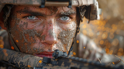 U.S. marine hiding from explosion.