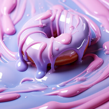 Surreal Pastel Glossy Liquid Glaze Donuts in Cream
