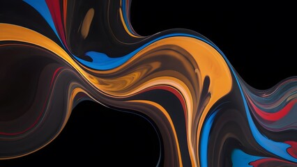 Intense colors of fluid against dark canvas
