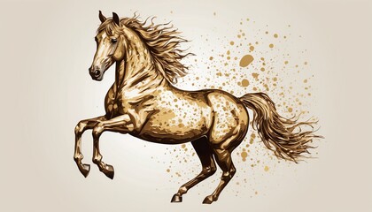 Obraz na płótnie Canvas Knife Art: Large Strokes Depicting a Gold Horse