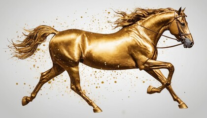 Modern Artwork: Minimalist Doodle of a Gold Horse - obrazy, fototapety, plakaty