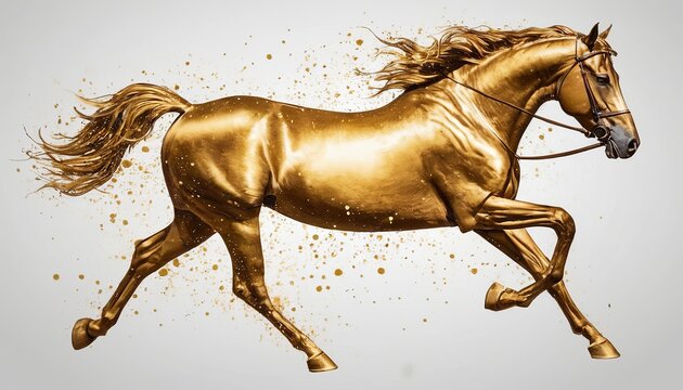 Modern Artwork: Minimalist Doodle of a Gold Horse
