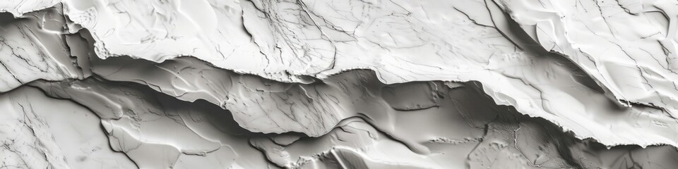 Detailed view of a rock face with white paint applied, showcasing texture and color contrasts. Banner. - obrazy, fototapety, plakaty
