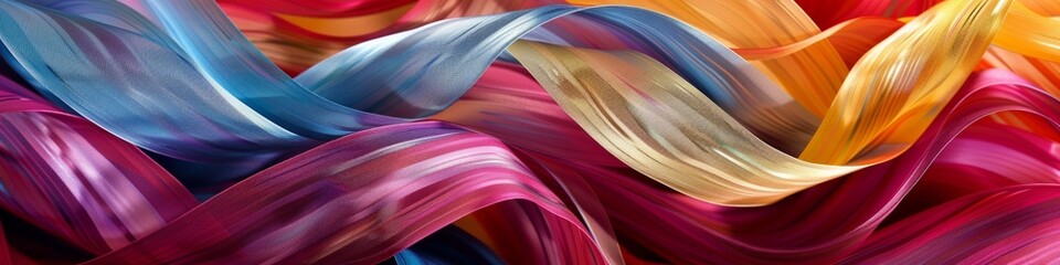 Dynamic, playful multicolored lines swirling like ribbons in the wind. Banner.