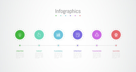 Infographic 6 options design elements for your business data. Vector Illustration.