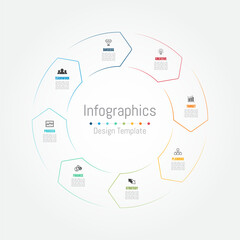 Infographic 8 options design elements for your business data. Vector Illustration.