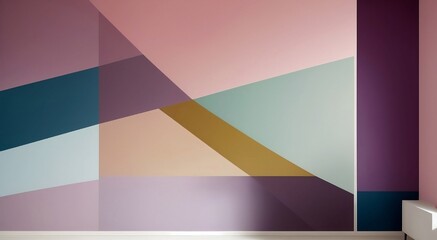 A stunning mural of a five-color gradient block on a wall captivates with its flawless blending of shades from vibrant to subtle, creating a mesmerizing visual display.