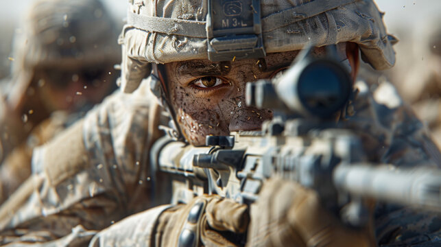 US marines in the desert near the blockpost