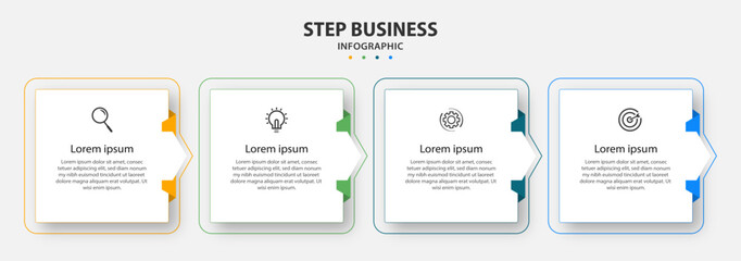 Creative infographics template. timeline with 4 steps, options. can be used for workflow diagram, info chart, web design. vector illustration.