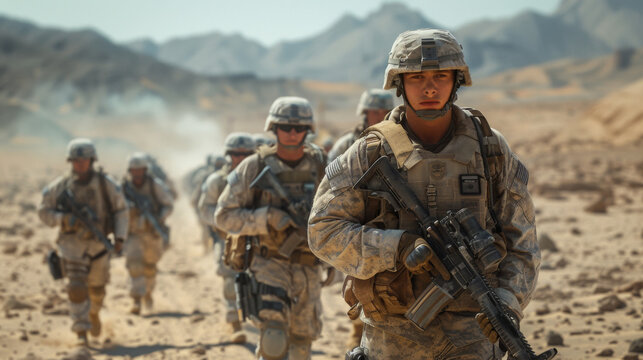 US marines in the desert near the blockpost