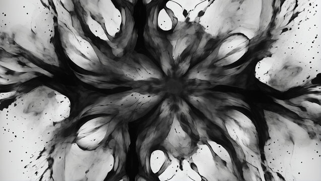 A wallpaper with abstract ink blot textures, showcasing organic shapes and fluid patterns in monochromatic colors like black and white or grayscale ULTRA HD 8K