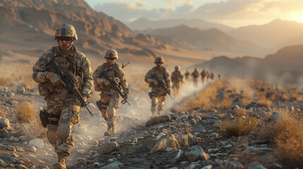 US marines in the desert near the blockpost