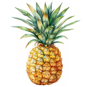 A watercolor painting of a pineapple
