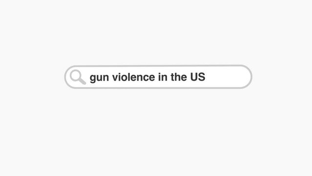 Gun violence in the US typing on web digital search bar animation