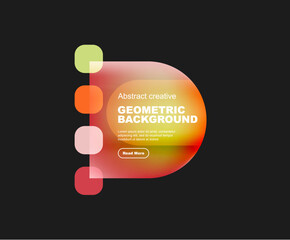 Round triangle and round square composition geometric background