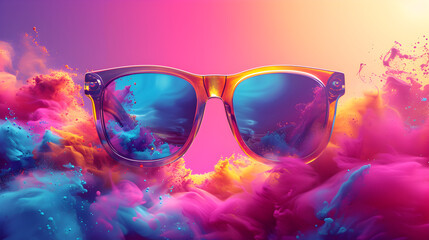 An abstract sunglass on colourful background - obrazy, fototapety, plakaty