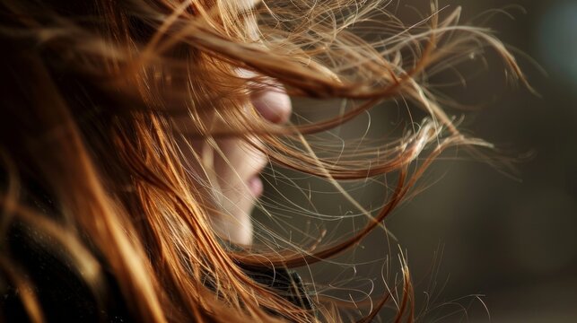 The gentle sway of a persons hair in the wind portrayed a sense of fluidity and movement similar to the natural ebb and flow of the elements around us. .