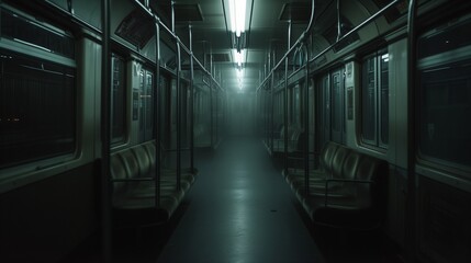電車 闇 ホラー 不気味 暗い 車内, generative ai