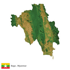 Bago, Region of Myanmar Topographic Map (EPS)