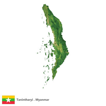 Tanintharyi, Region of Myanmar Topographic Map (EPS)