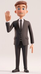 Fototapeta premium 3d illustration of a businessman waving his hand, with white background