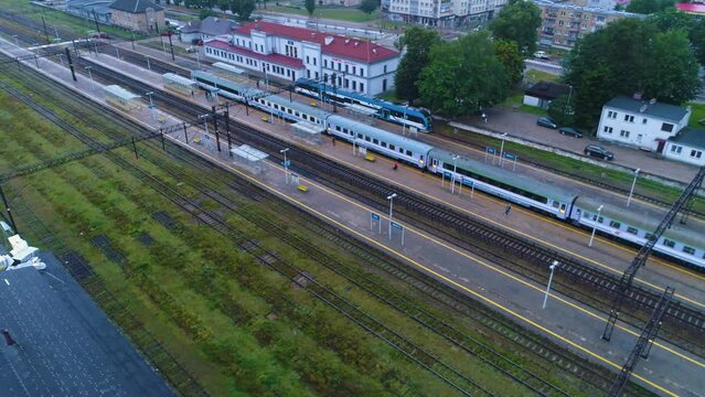 Train Railway Station Elk Pociag Dworzec Kolejowy Aerial View Poland