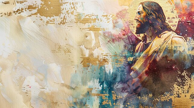 Beatitudes each blessing highlighted with a unique gold watercolor motif