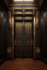 Fototapeta na wymiar Closed retro elevator doors