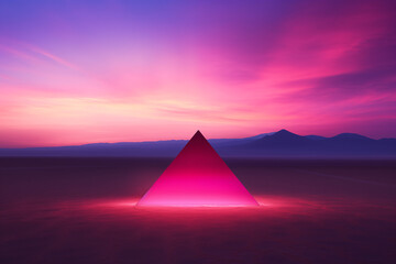 Pink pyramid glowing at sunset