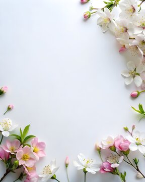 watercolor illustration of a tree with cherry blossom, flowers and branches spring background, flowers and leaves on white background.