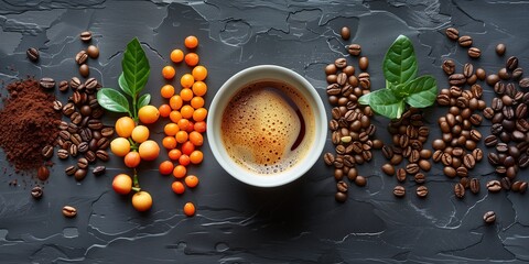 Background theme with coffee in modern style for cafe or home design
