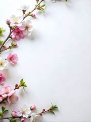 Obraz premium watercolor illustration of a tree with cherry blossom, flowers and branches spring background, flowers and leaves on white background.