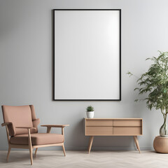 Minimalist Living: Canvas Frame Mockup for Contemporary Wall Art in ISO Paper Size