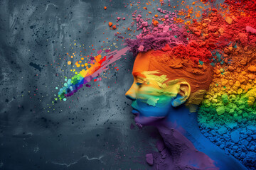 Color Explosion Profile, LGBTQ+ Creative Identity Concept