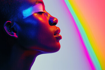 Portrait with Rainbow Light, LGBTQ+ Identity and Beauty