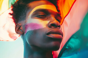 Thoughtful Individual with Painted Face, LGBTQ Contemplation and Identity