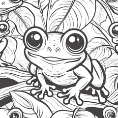 Vektor Stok Frog Coloring Bookline Art Design Kids