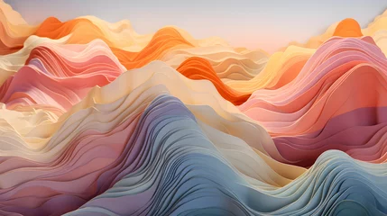 Foto op Canvas Digital paper sculptures mountains wave abstract graphic poster web page PPT background © JINYIN