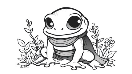 Obraz premium Vektor Stok Frog Coloring Bookline Art Design Kids