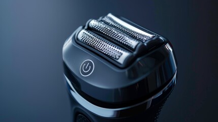 A sleek electric shaver head up close, highlighting its precision engineering