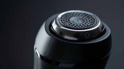 A sleek electric shaver head up close, highlighting its precision engineering