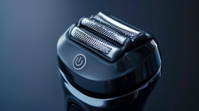 A sleek electric shaver head up close, highlighting its precision engineering