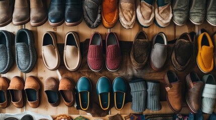 A curated collection of male slippers, artfully arranged with women's fashion items online