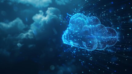 Obraz premium Cloud computing concept background. Digital data processing in the virtual cloud abstract background