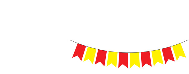 Festive flag seamless garlands set vector illustration. Seamless garland with celebration flag chain, yellow, blue, red, green pennons on white background, footer and banner for decoration in eps 10.