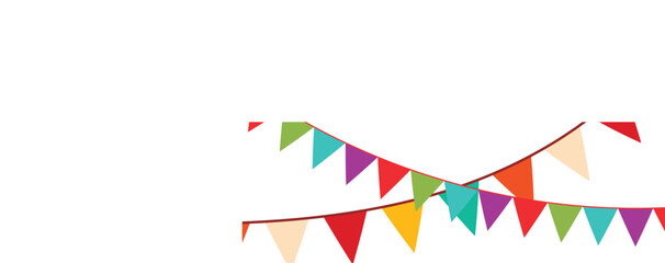 Carnival garland with flags. Decorative colorful party pennants for birthday celebration, festival and fair decoration. Bunting garland decoration illustration on white background in eps 10.