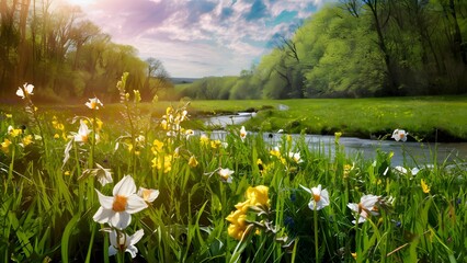 beautiful spring flowers in the garden