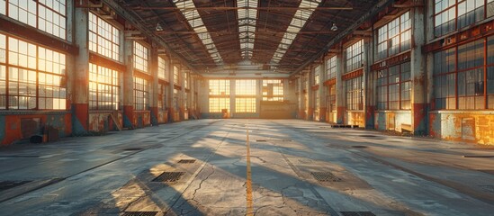 Spacious warehouse featuring a multitude of windows allowing ample natural light to illuminate the interior